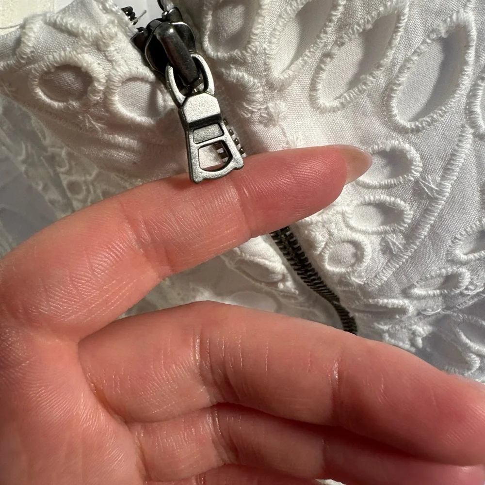 Alice + Olivia White Strapless Fit & Flare Eyelet Lace Mini Dress - Picture 10 of 13